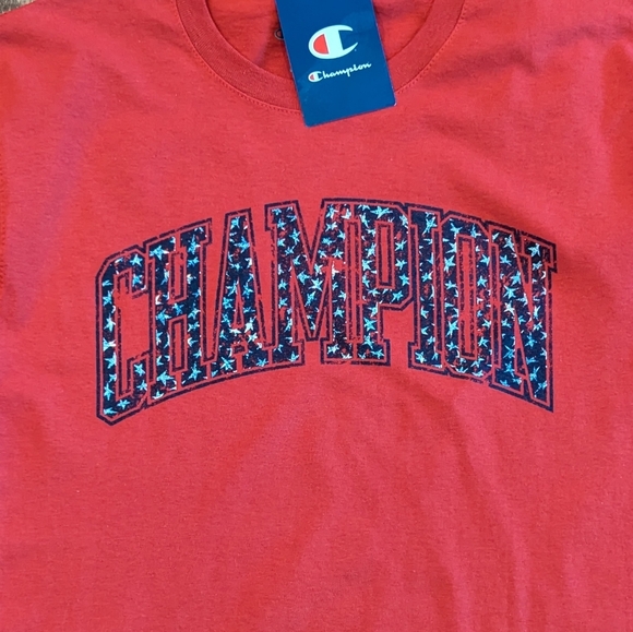 Champion red Crew Neck Short Sleeve star Graphic T-Shirt unisex S - Picture 13 of 14